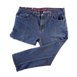 Textured Linea Uomo Mens Relaxed Straight Leg Jeans 40x30 Stretch Creased Front